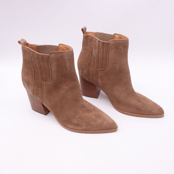 NEW Marc Fisher Women's Oshay Pointed Toe Suede Ankle Boots Size 12 Beige - Picture 1 of 8
